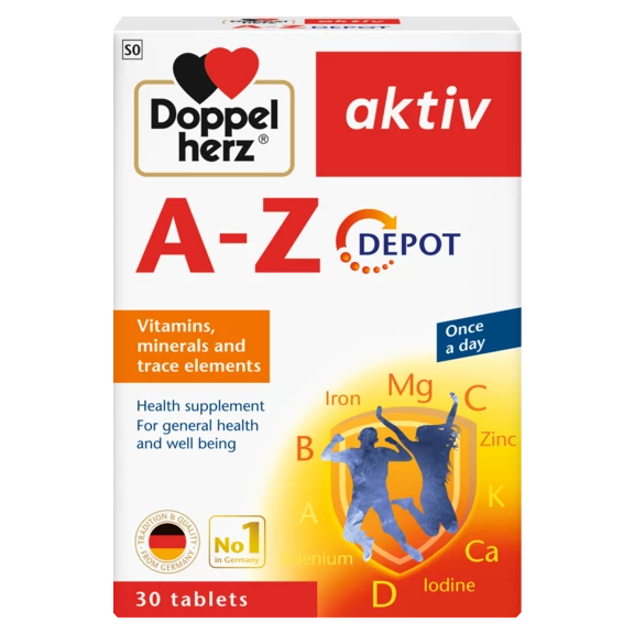 Illustration of the product packaging Doppelherz aktiv A-Z DEPOT front view